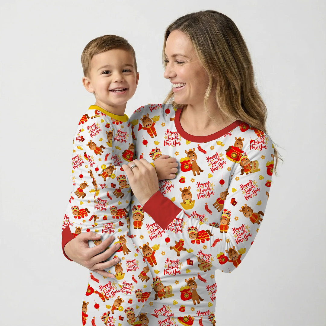 Zweiteiliges Langarm-Pyjama-Set mit Sommerfrüchten
