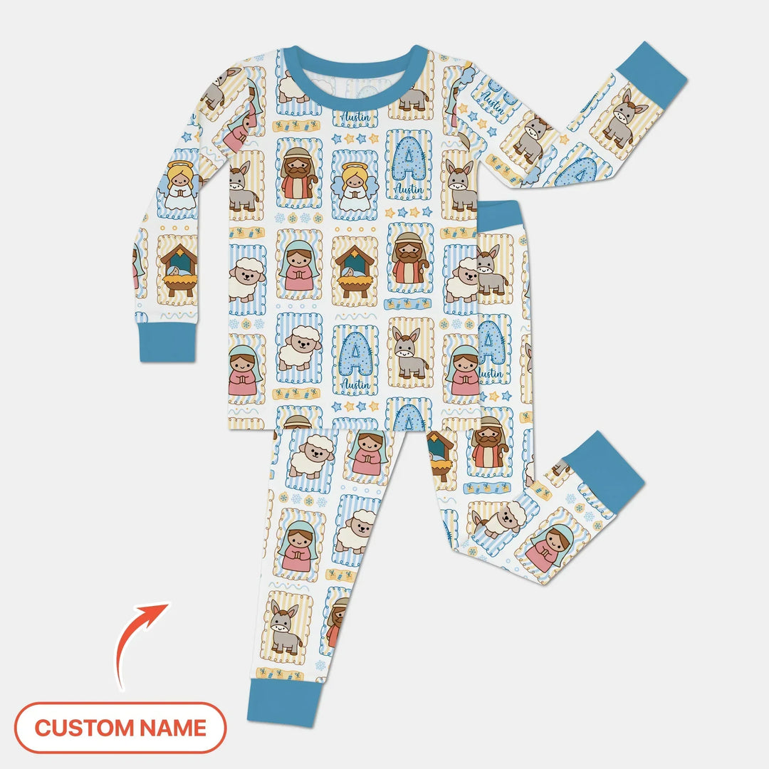 Zweiteiliges Langarm-Pyjama-Set mit Sommerfrüchten