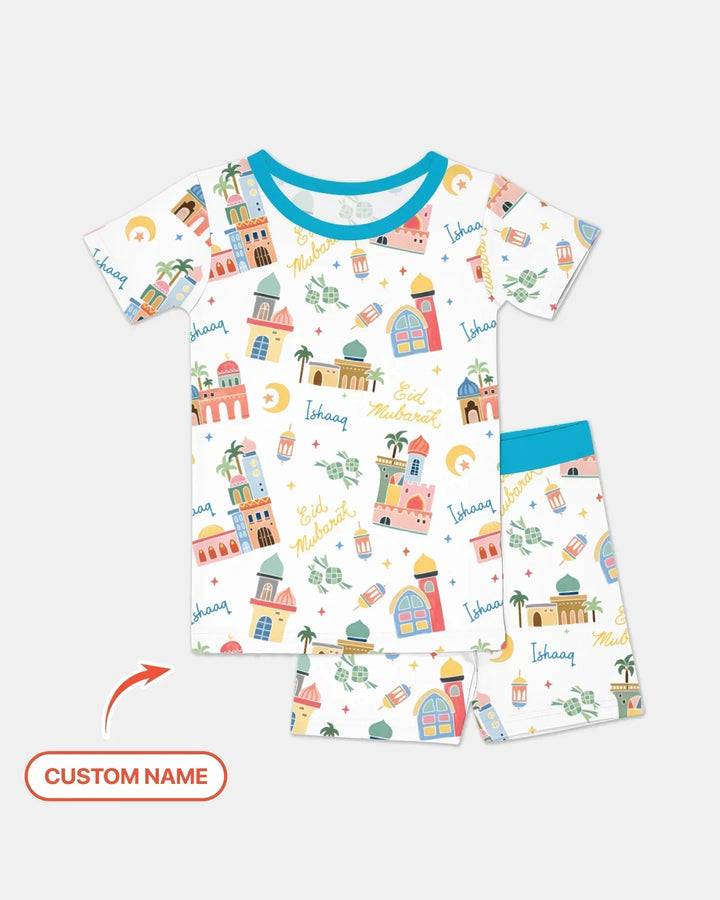 Zweiteiliges Pyjama-Set mit kurzen Ärmeln und Shorts im Sommer-Design