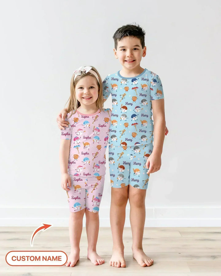 Zweiteiliges Pyjama-Set mit kurzen Ärmeln und Shorts im Sommer-Design