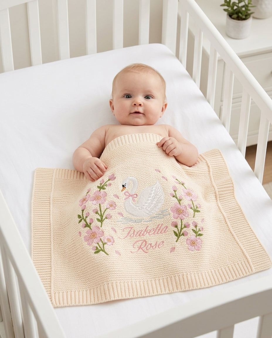 Blossom Swan Baby Cotton Blanket