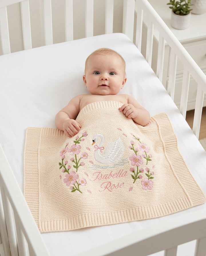 Blossom Swan Baby Cotton Blanket