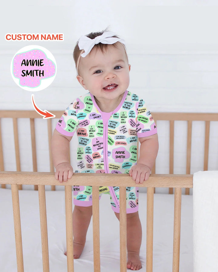 Mom & Baby Daily Affirmation Bamboo Shorty Zippy