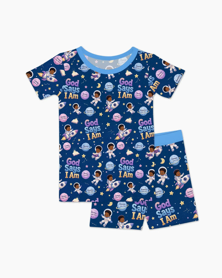 Schlafanzug-Set zweiteilig, kurze Ärmel, kurze Hose, Bambus