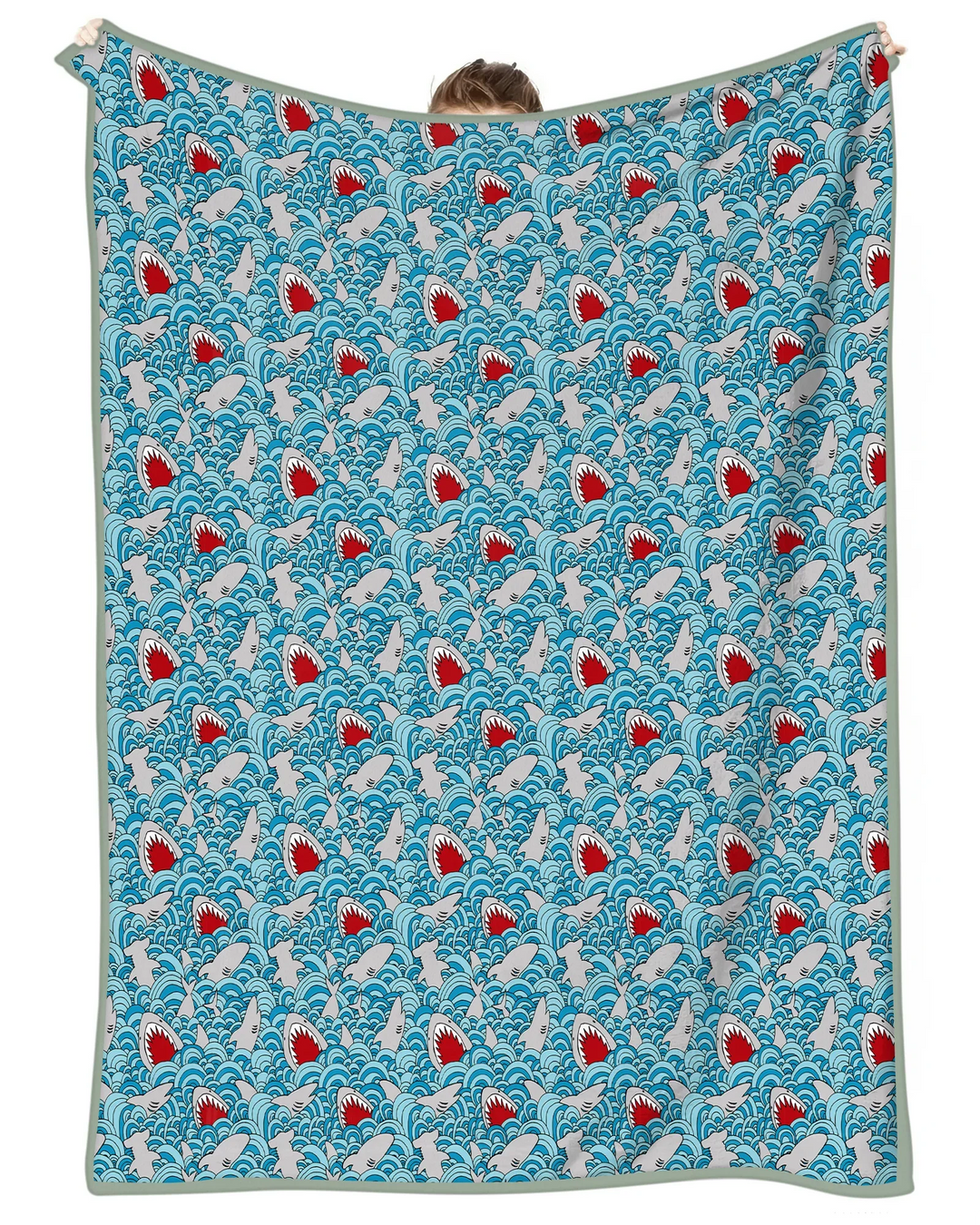 Shark Wave Rush Bamboo Blanket