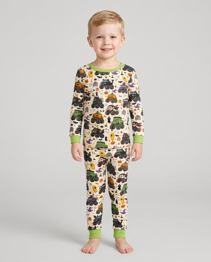 Spooky Monster Truck Bamboo Two Piece Long Sleeve Pajama Set