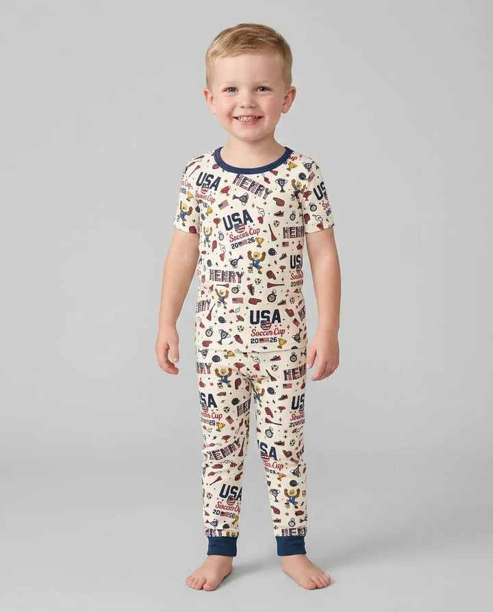 Zweiteiliges, kurzärmliges Pyjama-Set mit Marienkäfern