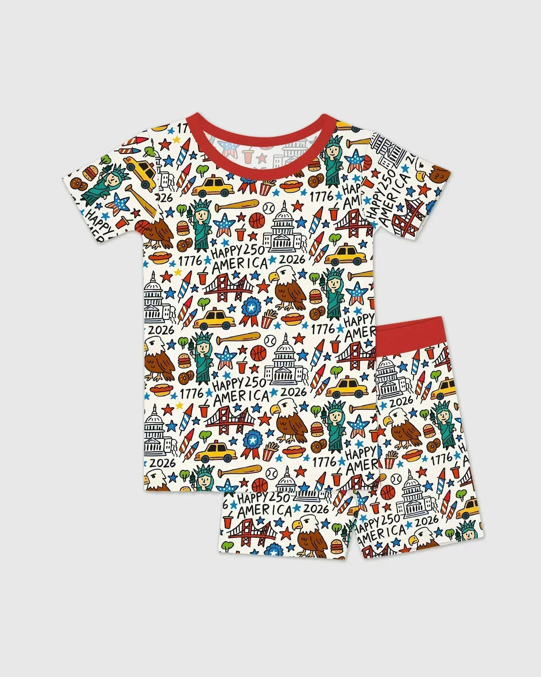 Template Zweiteiliges Pyjama-Set mit kurzen Ärmeln und Shorts