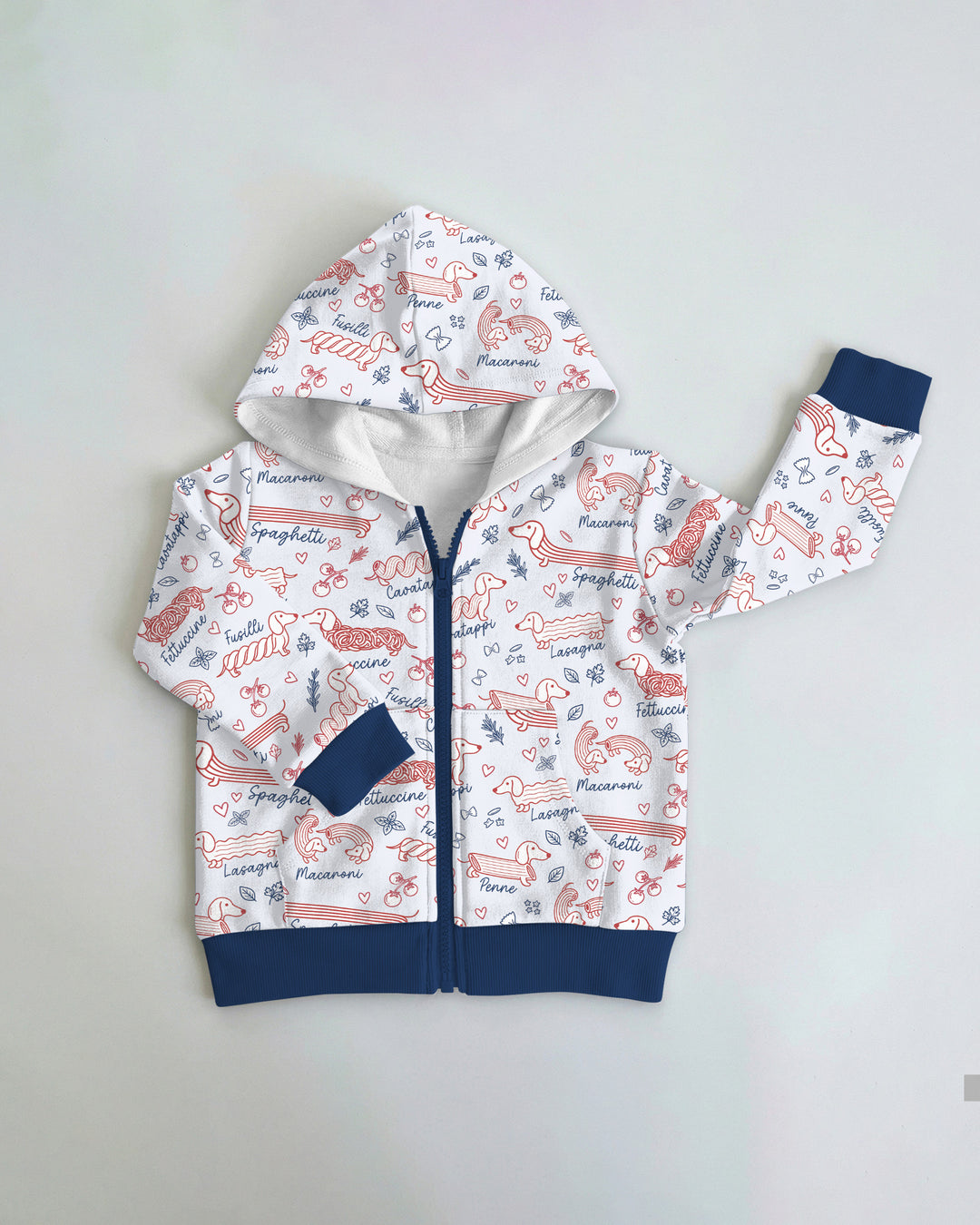 Funny Dachshund Pasta Pups Bamboo Zip Hoodie