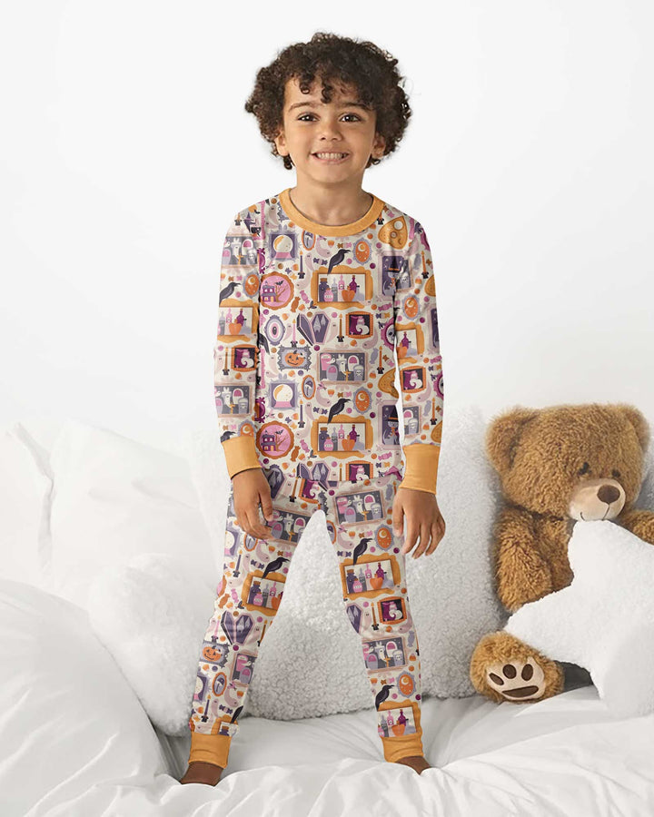 Spooky Portraits Bamboo Two Piece Long Sleeve Pajama Set