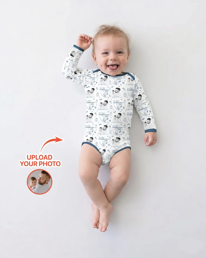 Custom Photo Our First Father's Day Together Bamboo Bodysuit