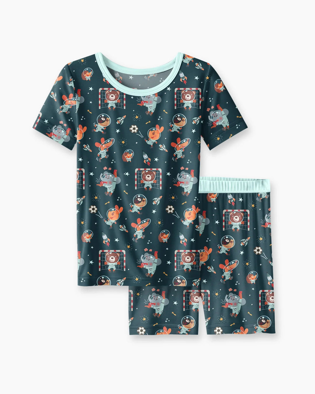 Zweiteiliges Pyjama-Set mit kurzen Ärmeln und Shorts im Sommer-Design