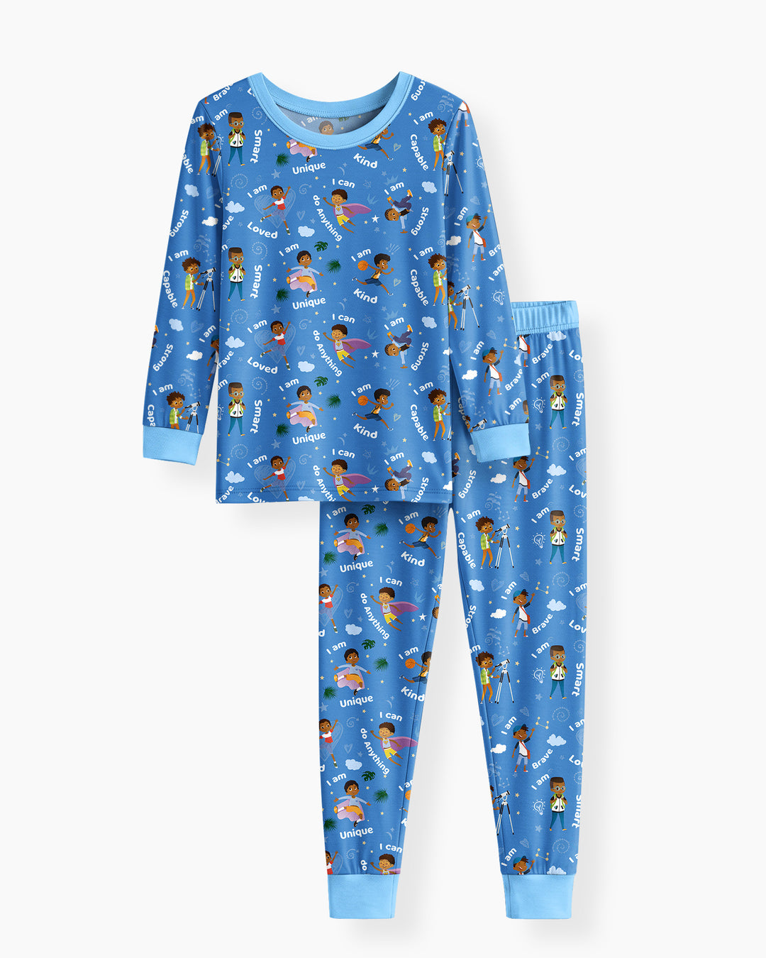 Black Boys I Am Smart Bamboo Two Piece Long Sleeve Pajama Set