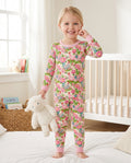 Chicken and Peony Mommy And Me Matching Bamboo Two Piece Long Sleeve Pajama Set