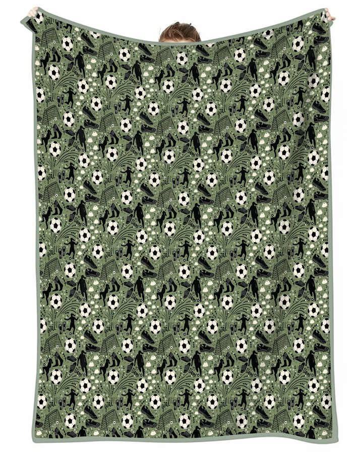 Sage Green Soccer Dreams Bamboo Blanket