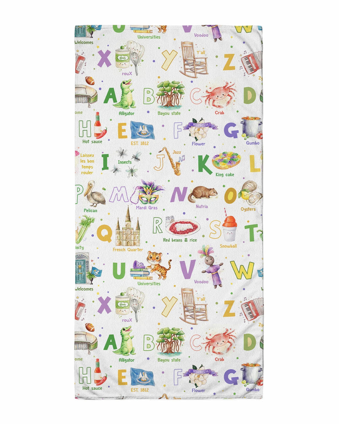 Alphabet of Louisiana Bambus-Strandtuch