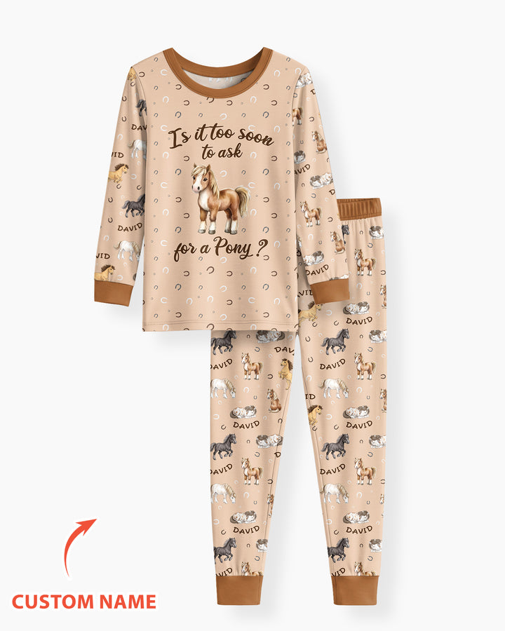 Custom Name Is It Too Soon to Ask for a Pony Bamboo Two Piece Long Sleeve Pajama Set