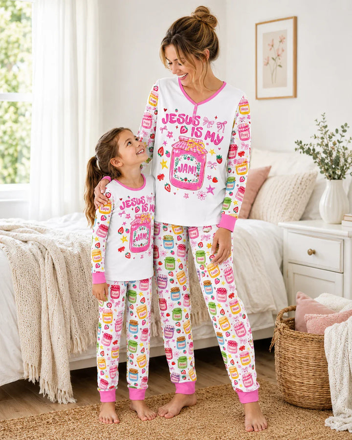 Zweiteiliges Langarm-Pyjama-Set mit Sommerfrüchten