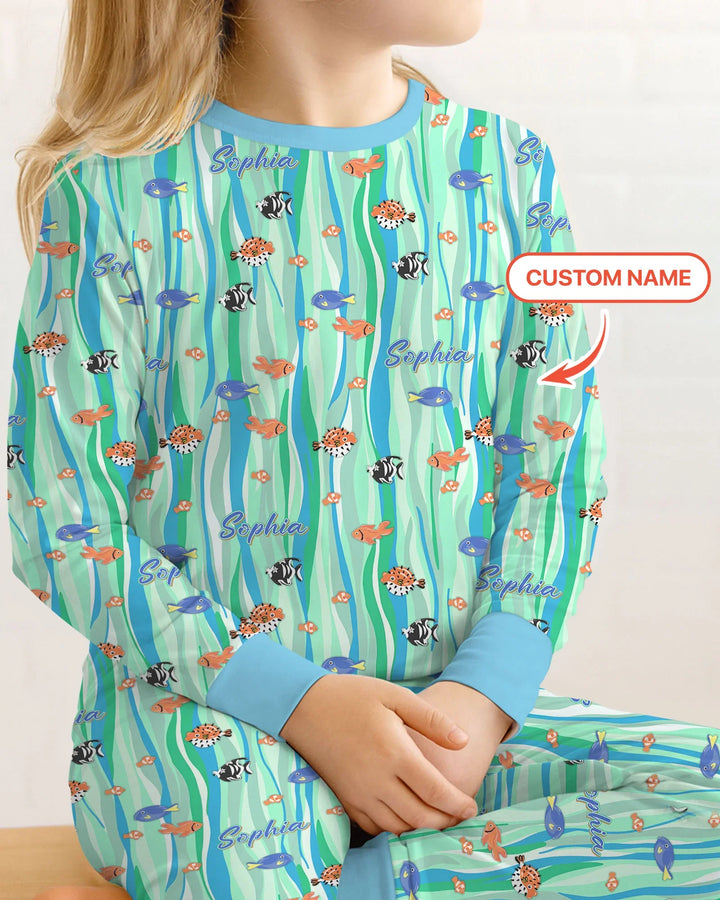 Zweiteiliges Langarm-Pyjama-Set mit Sommerfrüchten