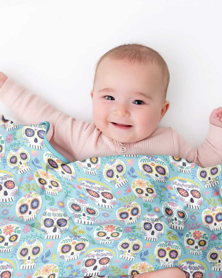 Floral Skull Bamboo Blanket