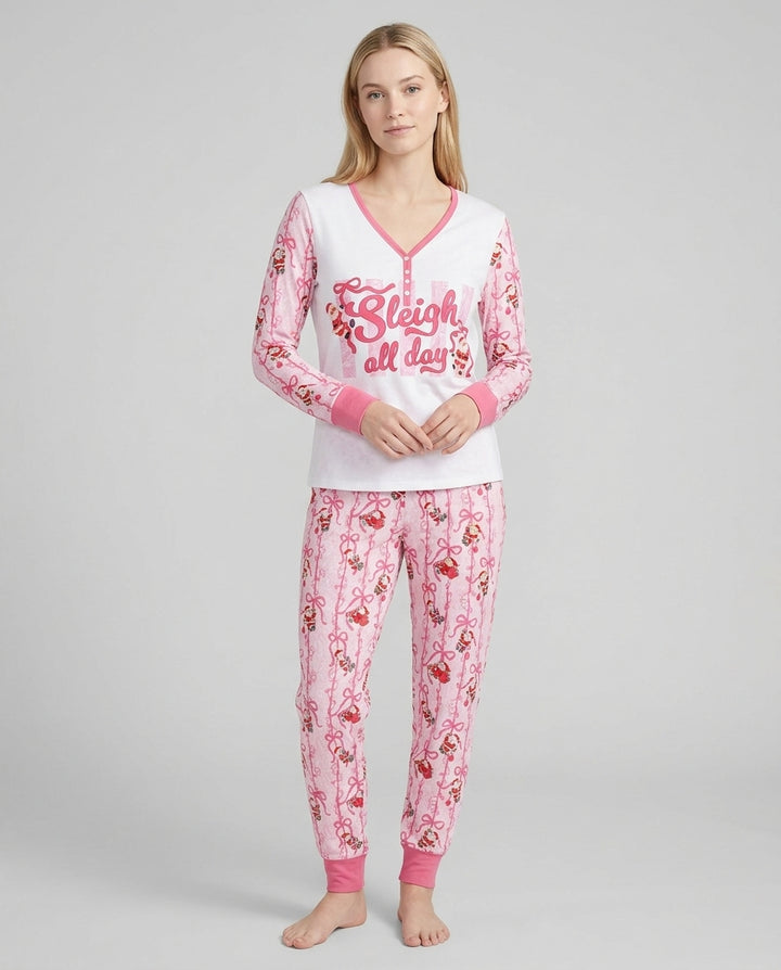 Sleigh All Day Santa Claus  Bamboo Women Pajama Set