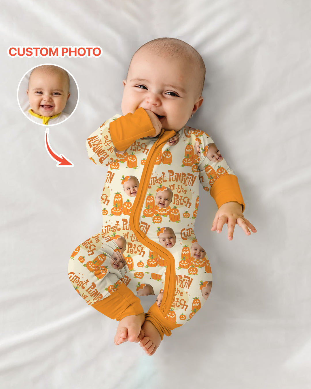 Gerippte Babykleidung mit individuellem Foto - Weich &amp; Skizzenhaft