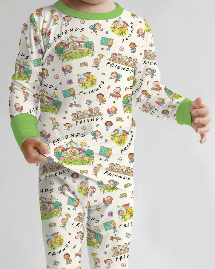 Zweiteiliges Langarm-Pyjama-Set mit Sommerfrüchten