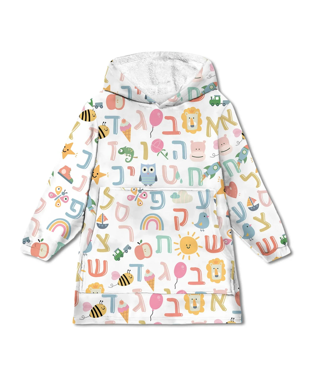 Tragbarer Bambus-Deckenhoodie mit hebräischem Alphabet