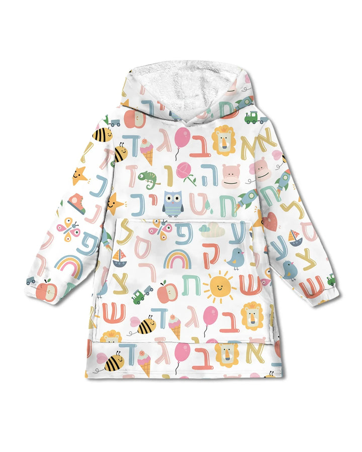 Tragbarer Bambus-Deckenhoodie mit hebräischem Alphabet