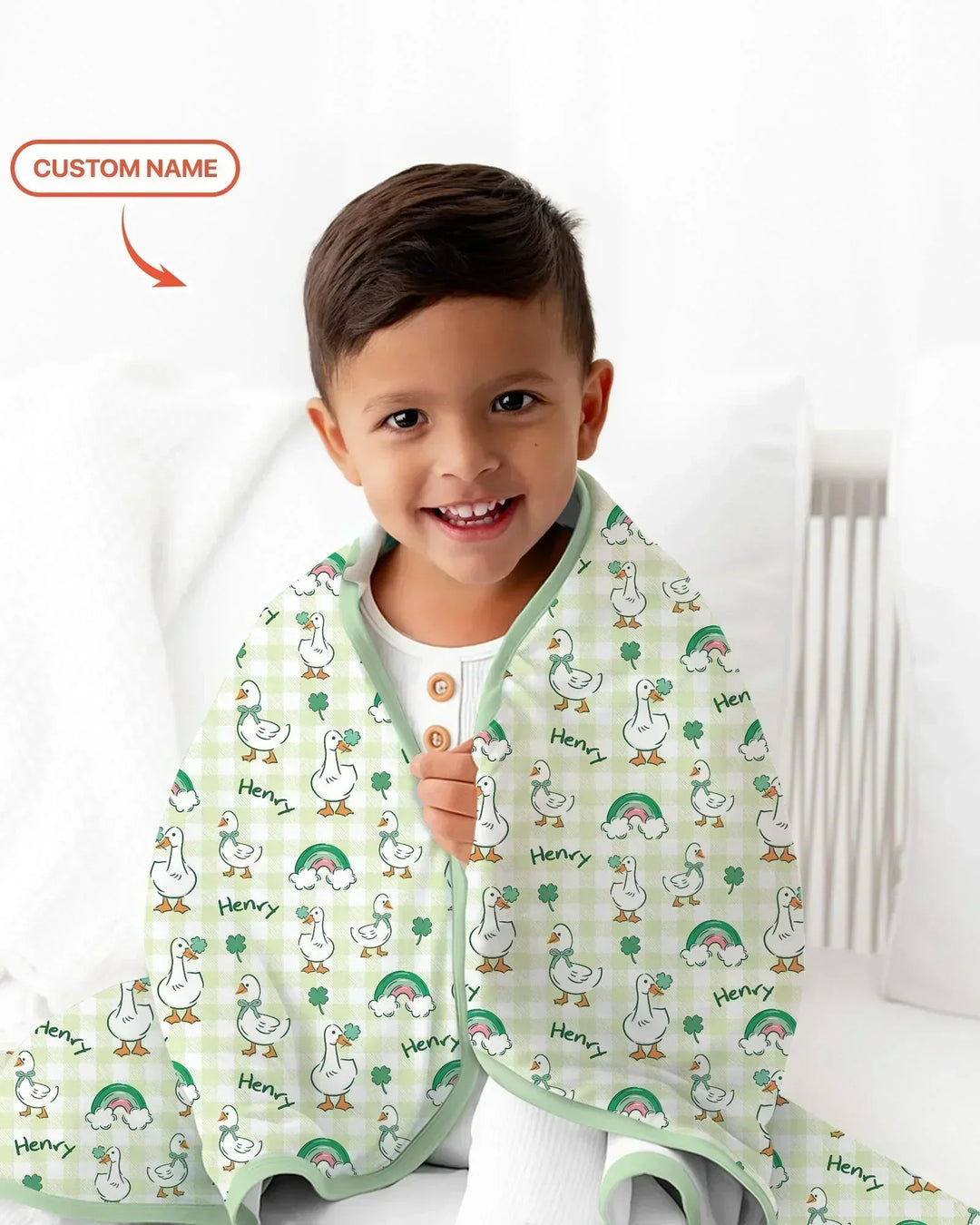Custom Name Lucky Ducks Bamboo Blanket