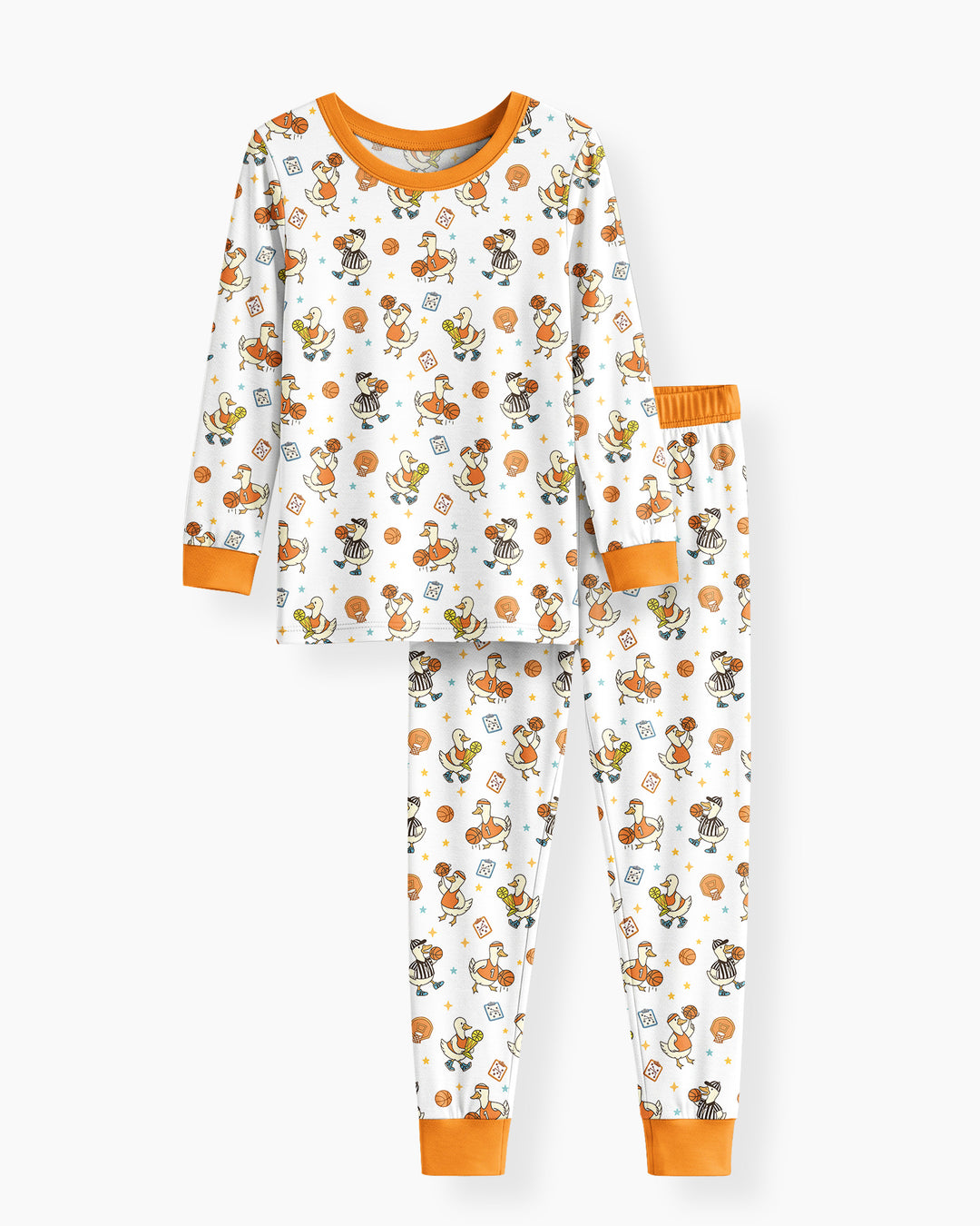 Silly Goose Playing Basketball Bamboo Two Piece Long Sleeve Pajama Set