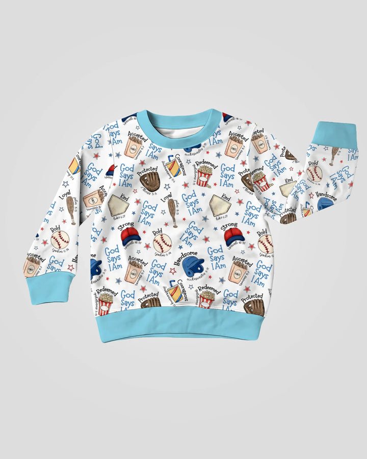 Baseball-Sweatshirt mit Rundhalsausschnitt aus Bambus und christlichem Motiv