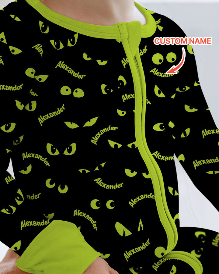 Custom Name Halloween Spooky Cat Eyes -  Personalized Convertible Zippy