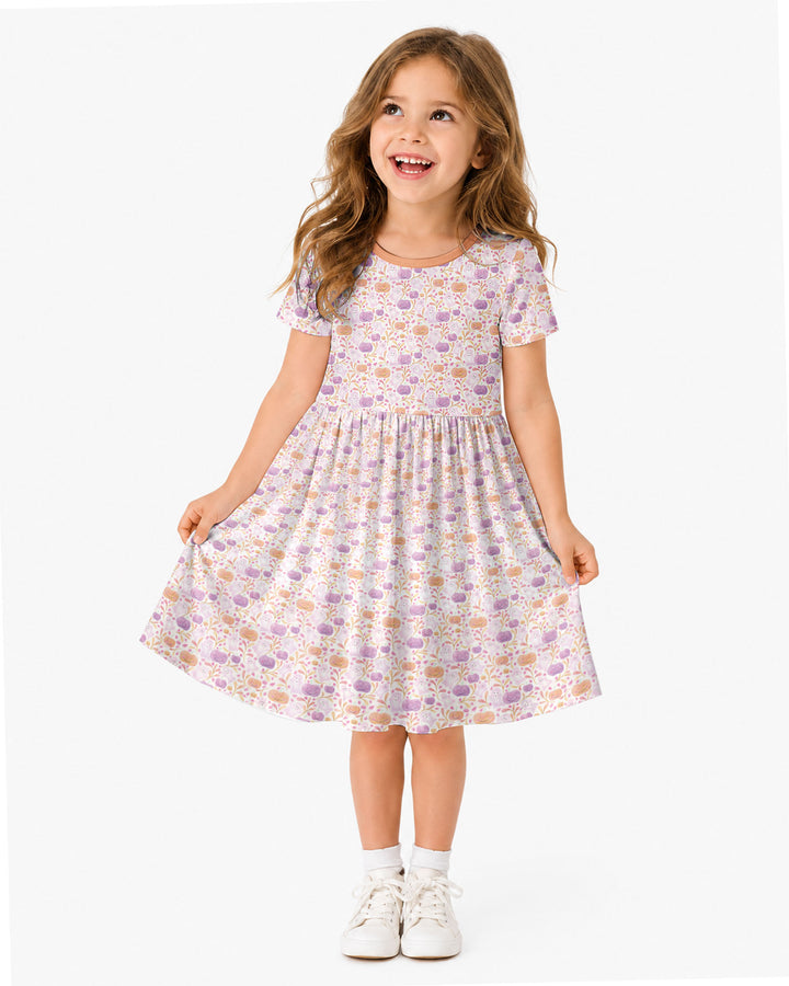 Pastel Pumpkins and Ghosts Bamboo Twirl Dress