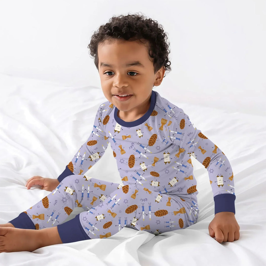 Zweiteiliges Langarm-Pyjama-Set mit Sommerfrüchten