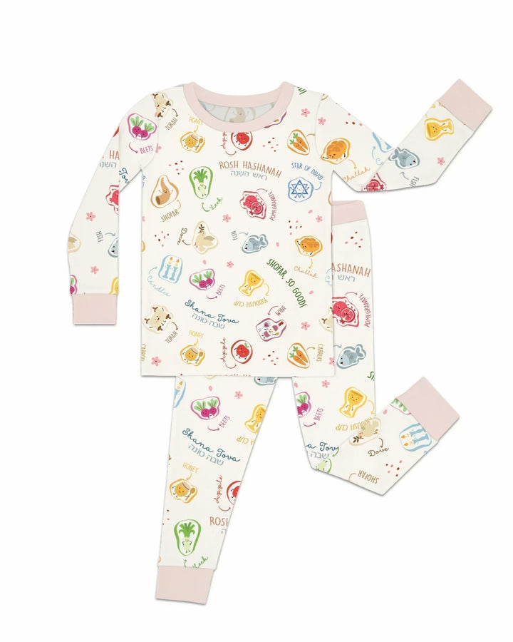 Zweiteiliges Langarm-Pyjama-Set mit Sommerfrüchten