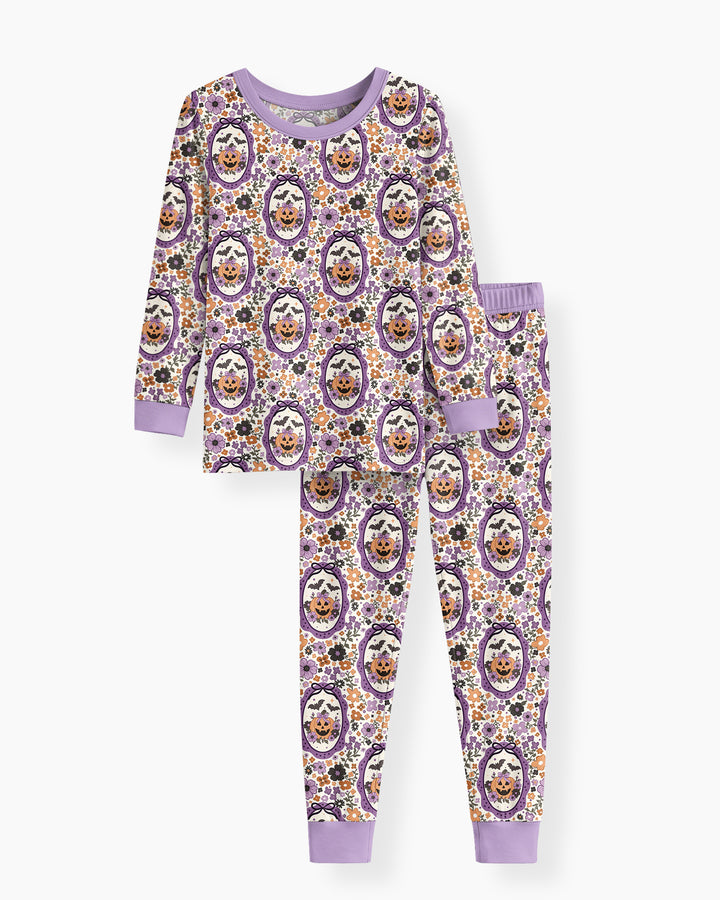 Pumpkin Cameo Garden Bamboo Two Piece Long Sleeve Pajama Set