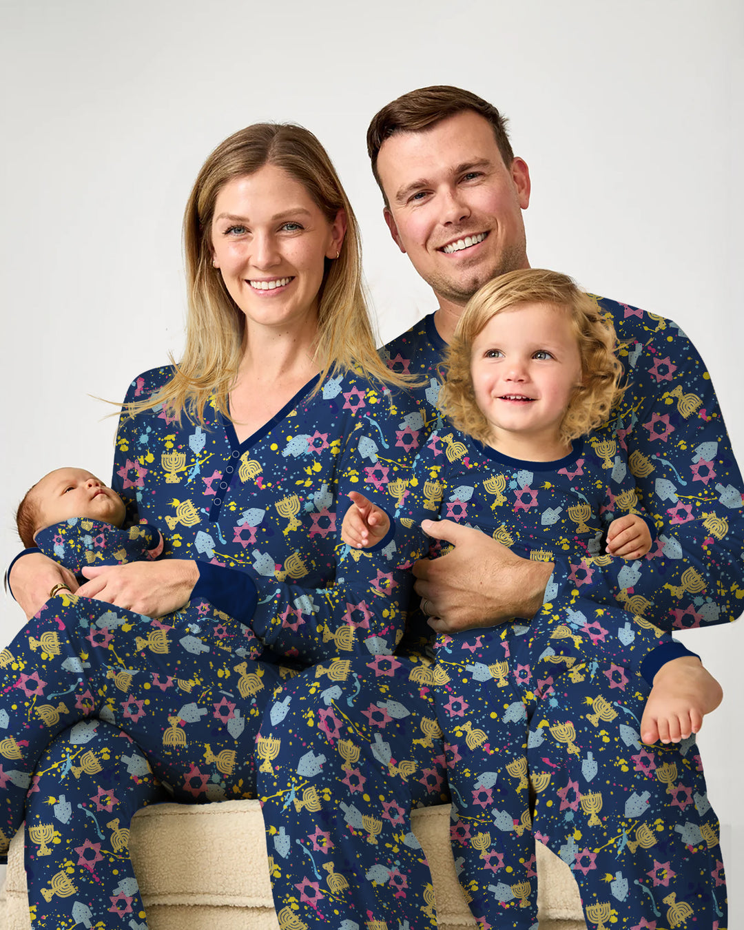 Hanukkah Family Splatter Paint  Bamboo Women Pajama Set