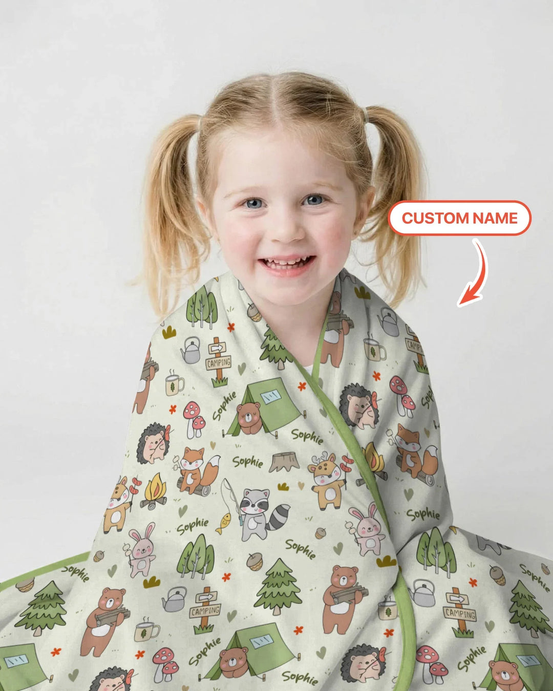 Custom Name Little Camp Buddies Bamboo Blanket