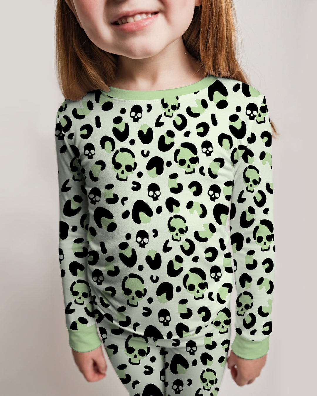 Leopard Skull Bamboo Two Piece Long Sleeve Pajama Set
