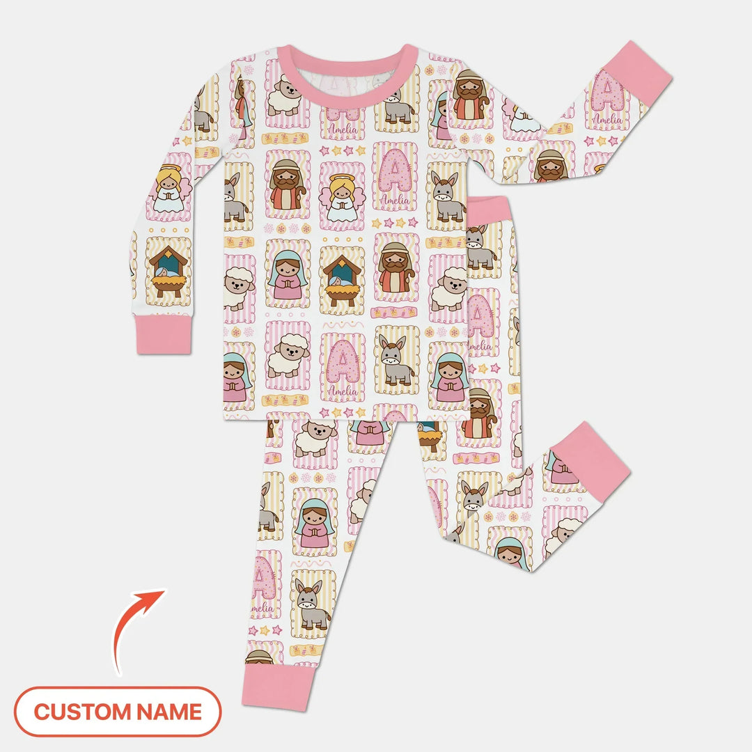 Zweiteiliges Langarm-Pyjama-Set mit Sommerfrüchten