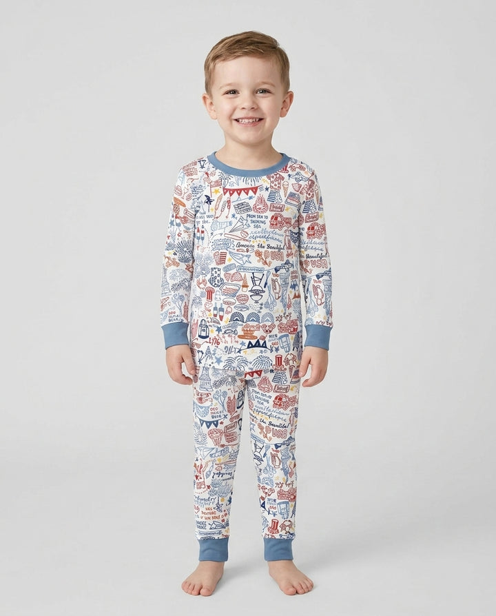 Zweiteiliges Langarm-Pyjama-Set mit Sommerfrüchten
