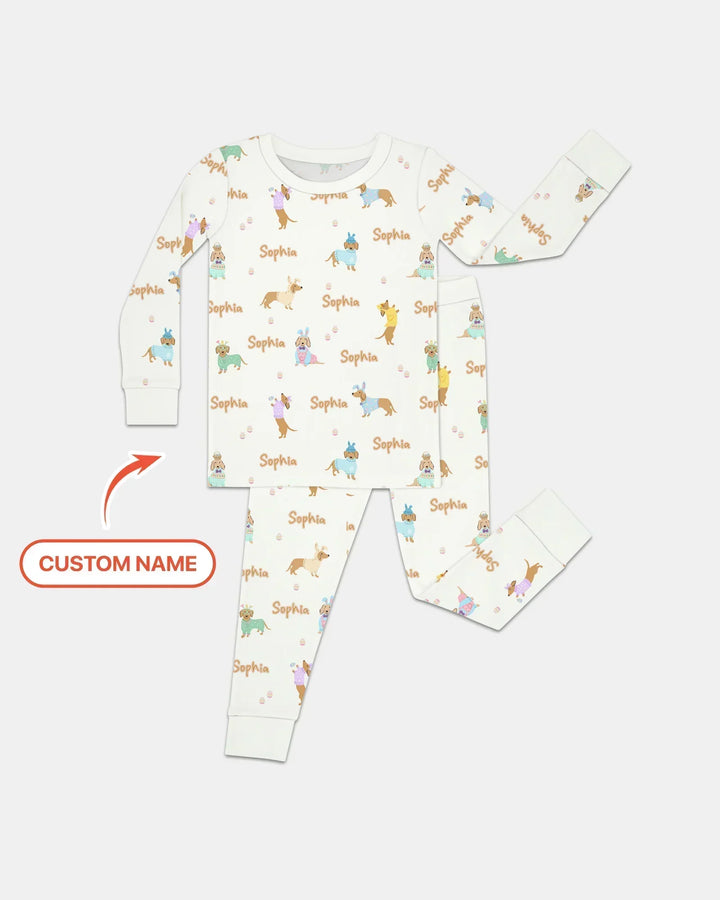 Zweiteiliges Langarm-Pyjama-Set mit Sommerfrüchten