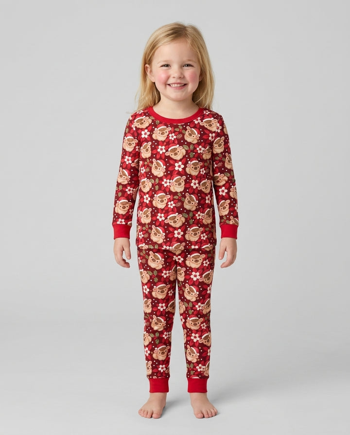 Christmas Highland Cows Bamboo Two Piece Long Sleeve Pajama Set