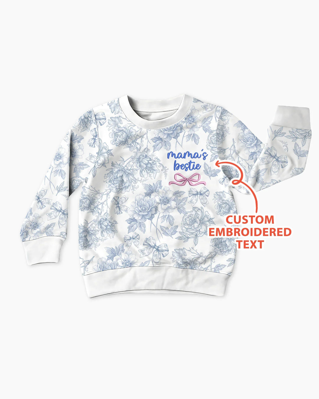 Individuell besticktes Mommy-and-Me-Toile-Passendes Bambus-Crewneck-Sweatshirt