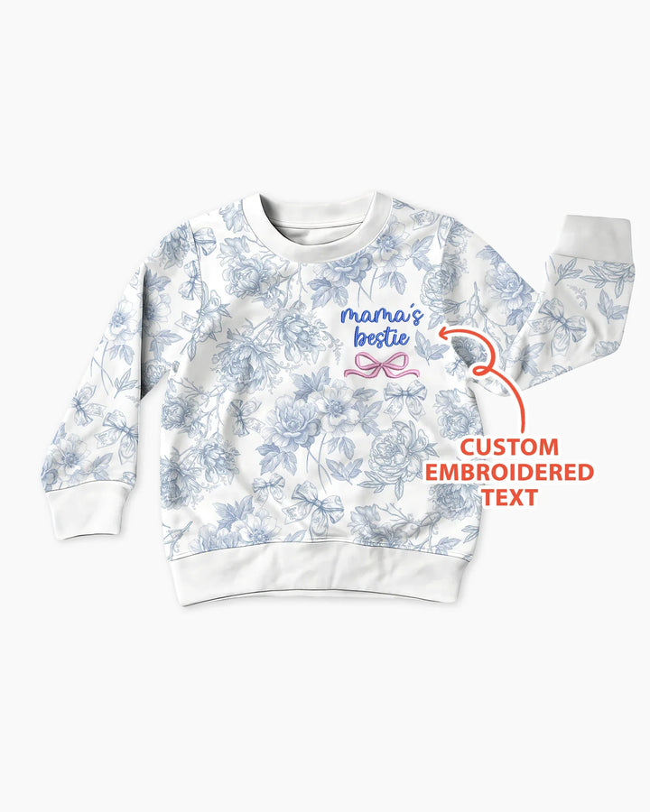 Individuell besticktes Mommy-and-Me-Toile-Passendes Bambus-Crewneck-Sweatshirt