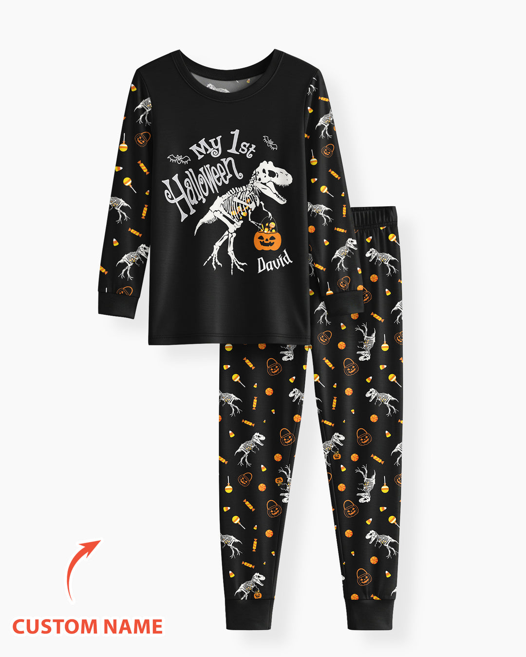 My First Halloween Dinosaur  Bamboo Two Piece Long Sleeve Pajama Set