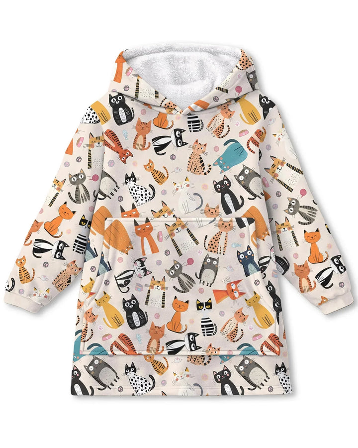 Goofy Mischief Katze Familie passender individueller Bambus-Deckenhoodie