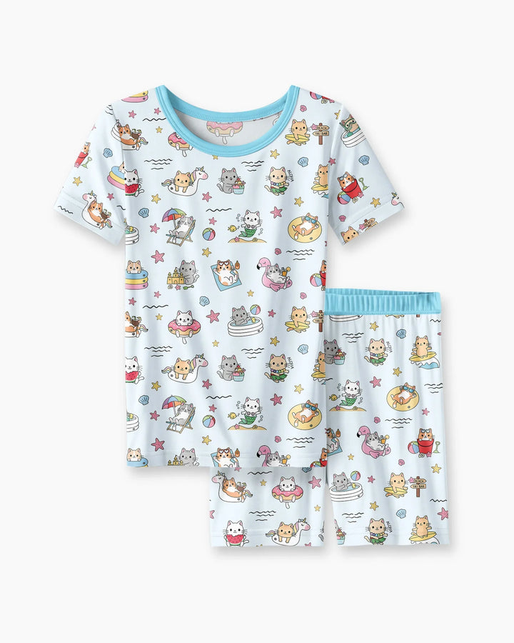 Template Zweiteiliges Pyjama-Set mit kurzen Ärmeln und Shorts