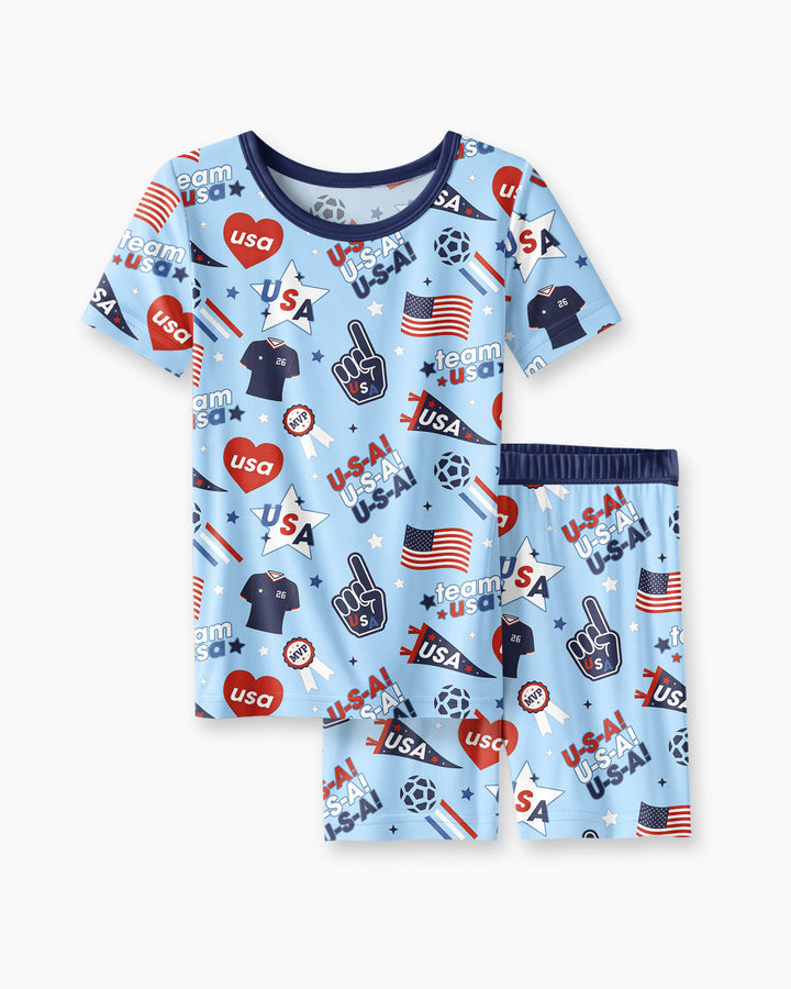 Schlafanzug-Set zweiteilig, kurze Ärmel, kurze Hose, Bambus